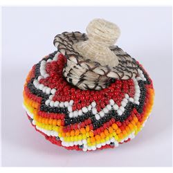 Miniature Horsehair Beaded Basket  (85943)
