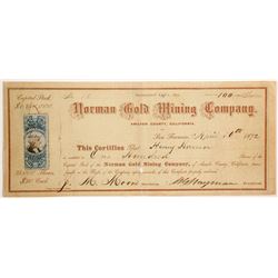 Norman Gold Mining Company Stock  (90441)