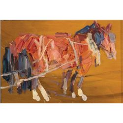 Leon Gaspard-Pair of Horses