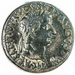 ROMAN EMPIRE: Tiberius, 14-37 AD, AE dupondius (6.35g), winged caduceus, Fine