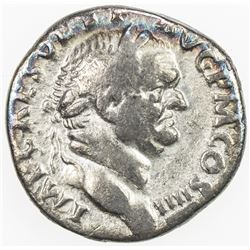 ROMAN EMPIRE: Vespasian, 69-79 AD, AE denarius (2.65g), Rome, TRI-POT Vesta, Fine