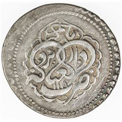 ZAND: Karim Khan, 1753-1779, AR abbasi (4.51g), Yazd, AH1180. EF