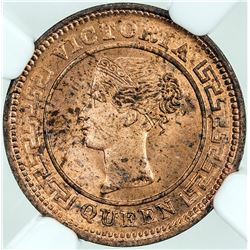 CEYLON: Victoria, 1837-1901, AE ¼ cent, 1901, KM-90, NGC graded MS64 RD.