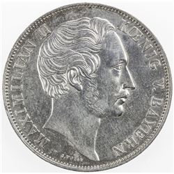 BAVARIA: Maximilian II, 1848-1864, AR 2 gulden, Munich, 1855. AU