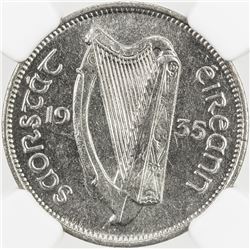 IRELAND: Irish Free State, 6 pence, 1935, KM-5, key date to series, NGC graded MS63.