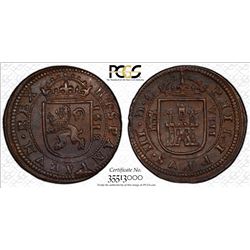 SPAIN: Felipe III, 1598-1621, AE 8 maravedis, Segovia, 1618. PCGS MS62