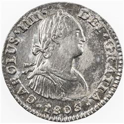 MEXICO: Carlos IV, 1788-1808, AR real, 1808/7-Mo. AU