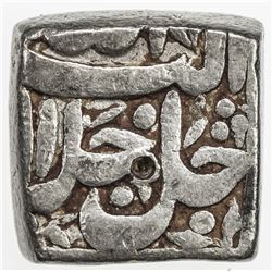 MUGHAL: Akbar I, 1556-1605, AR square rupee (9.74g), Surat, Ilahi 38. F