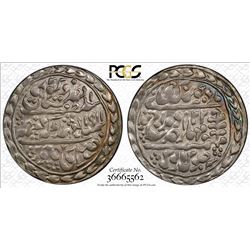 JAIPUR: Madho Singh II, 1880-1922, AR nazarana rupee, Sawai Jaipur, 1911 year 32. PCGS MS63