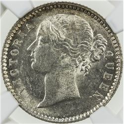 BRITISH INDIA: Victoria, Queen, 1837-1876, AR 1/4 rupee, 1840(b&c). NGC MS63