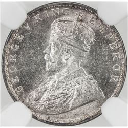 BRITISH INDIA: George V, 1910-1936, AR 2 annas, 1917(c), KM-515, NGC graded MS63.