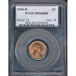 1936-D 1C Cent PCGS MS66RD