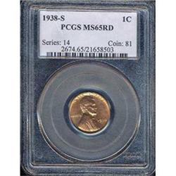 1938-S 1C Cent PCGS MS65RD