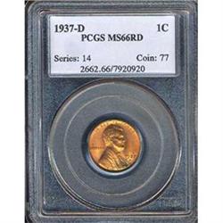1937-D 1C Cent PCGS MS66RD