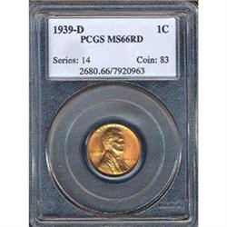 1939-D 1C Cent PCGS MS66RD