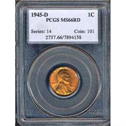 1945-D 1C Cent PCGS MS66RD