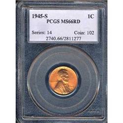 1945-S 1C Cent PCGS MS66RD