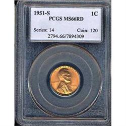 1951-S 1C Cent PCGS MS66RD