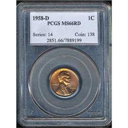 1958-D 1C Cent PCGS MS66RD