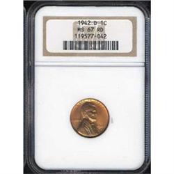 1942-D 1C Cent NGC MS67RD
