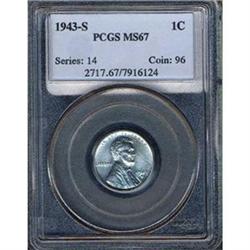 1943-S 1C Cent PCGS MS67