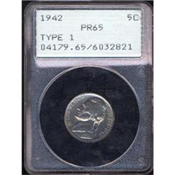 1942 5C Nickel PCGS PR65