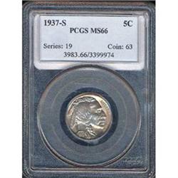 1937-S 5C Nickel PCGS MS66