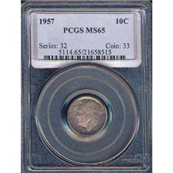 1957 10C Dime PCGS MS65