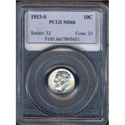 1953-S 10C Dime PCGS MS66