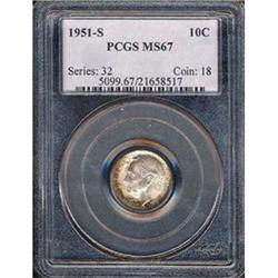 1951-S 10C Dime PCGS MS67