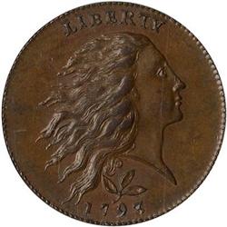 [L#0070] 1793WREATH 1C VINE/BARS P MS63 BN