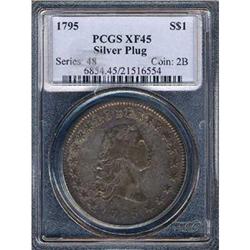 [L#0506] 1795 FH $1 Silver Plug PCGS EF45