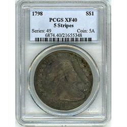 [L#0525] 1798 HE 5 stripes $1 PCGS EF40