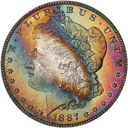 [L#0718] 1887 $1 PCGS MS66 rainbow colors