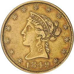 [L#0951] 1849 MOFFAT $10 TEN DOL. PCGS XF45
