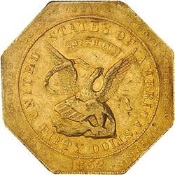 [L#0952] 1852 Assay Office $50 887 NGC AU58