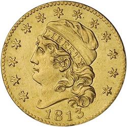 [L#1026] 1813 $5 AU50 solder on edge, harshly clnd