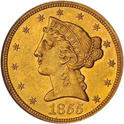 [L#1032] 1855 $5 NGC MS62