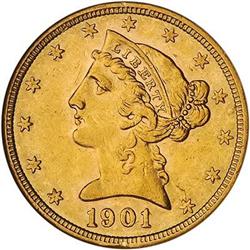 [L#1039] 1901-S 1/0 $5 ANACS AU58