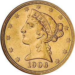 [L#1041] 1906 $5 ANACS AU55
