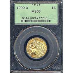 [L#1044] 1909-D $5 PCGS MS63