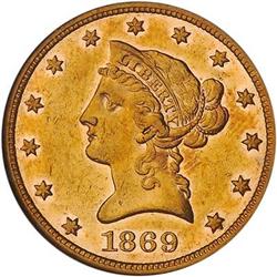 [L#1069] 1869 $10 NGC AU58