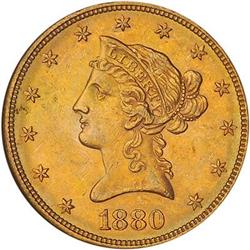 [L#1073] 1880 $10 NGC MS61