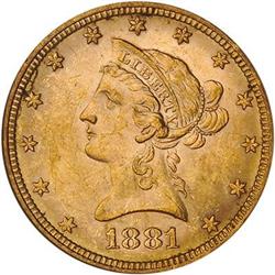 [L#1075] 1881 $10 NGC MS61