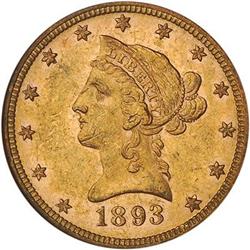 [L#1080] 1893 $10 NGC MS61