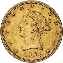 [L#1085] 1903-O $10 AU55 cleaned.
