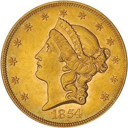 [L#1104] 1854 $20 SMALL DATE N MS58