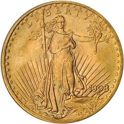 [L#1137] 1908 No Motto $20 PCGS MS65