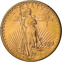 [L#1140] 1908 No Motto $20 PCGS MS64