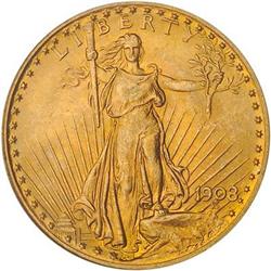 [L#1142] 1908 With Motto $20 PCGS MS65